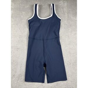 AQUA Athletic Women's Square Neck Short Unitard‎ Medium Compression Navy Size XS